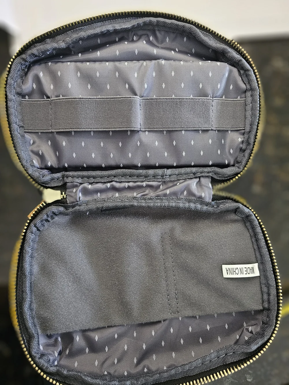 Vanessa Williams Black Cosmetic Pouch with Gold Zip NWT